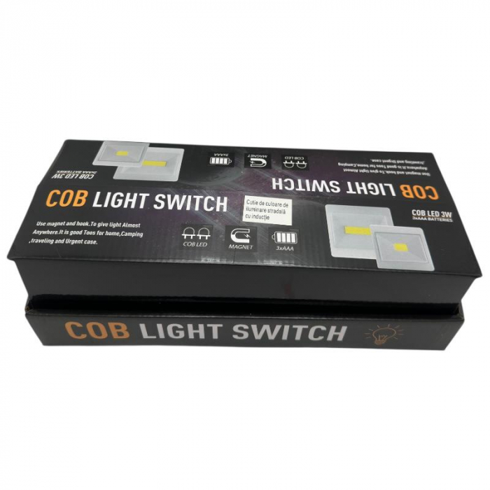 Intrerupator LED COB 3W cu iluminare prin inductie, montare magnetica, alimentare 3xAAA, lumina puternica si eficienta,  [4]