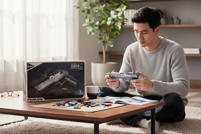 Set Constructie Pistol Panlos Model Blocks, Cu Mecanism Functional, 360 piese, 32x21cm [3]