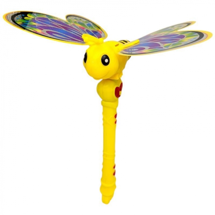 Jucarie zburatoare cu aripi tip fluture si design de albina – lansator interactiv manual pentru copii, 30 cm, culori vibrante,  [4]