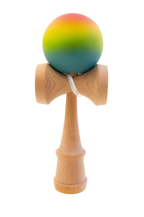 Kendama din lemn cu bilă curcubeu – jucărie educativă pentru copii [1]