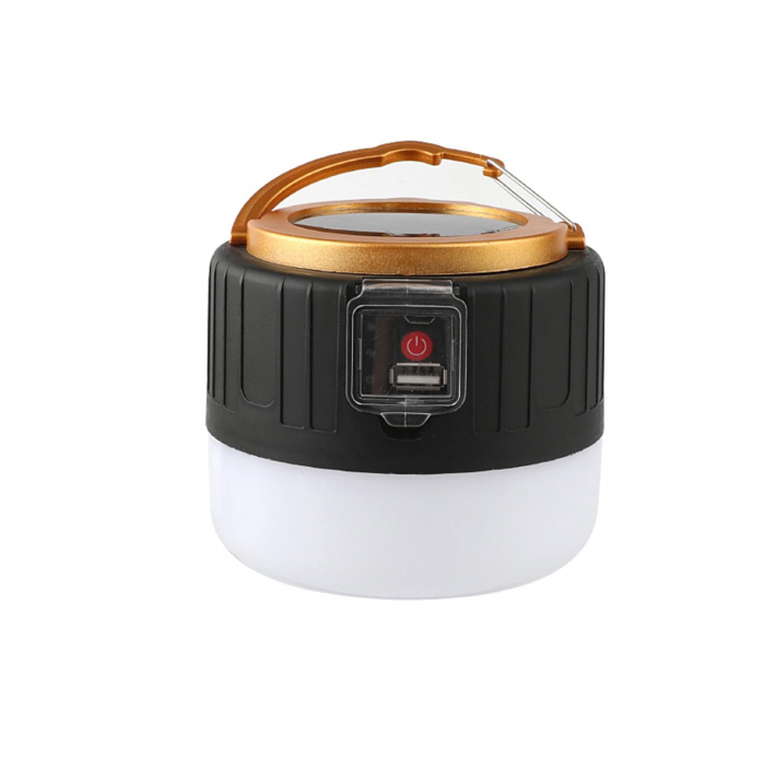 Lampa Portabila, , Incarcare Solara + USB, Afisaj Inteligent al Bateriei, Raza de Actiune 32 mp, 6x9x11 cm, 3 Moduri, Negru [1]