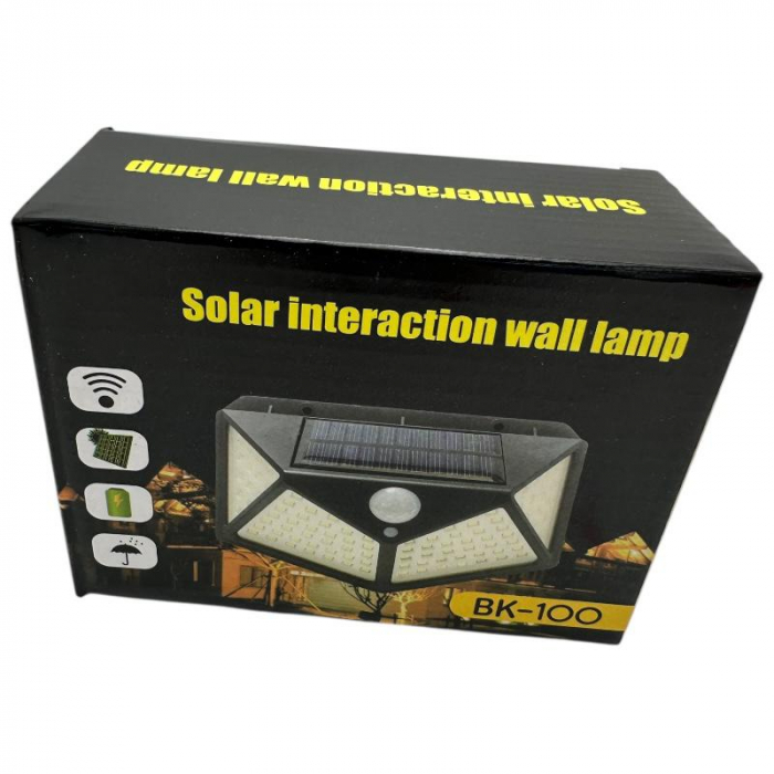 Lampa solara cu senzor de miscare, 4 moduri, incarcare solara, 1200mAh, negru, bec Led, unghi iluminare 120grade,   [3]
