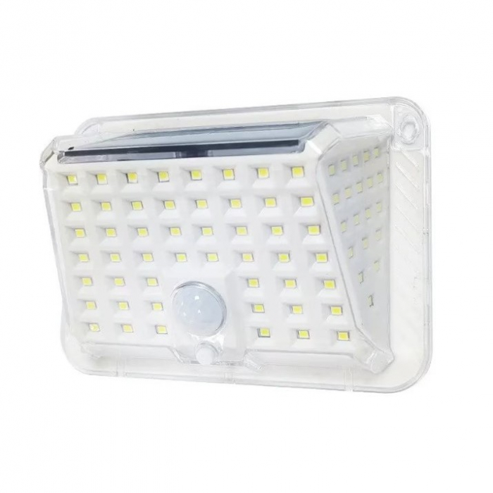Lampa solara de perete , 90 LED-uri SMD, senzor de miscare, IP65, 1200mAh, material ABS, lumina alb rece, alb [6]