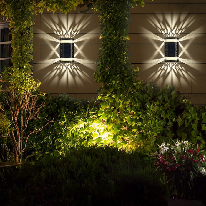 Lampa solara LED decorativa cu lumina bidirectionala ,  IP65, 1.2V, 600mah, 15.1 x 9 x 6 cm, material ABS, alb cald [6]