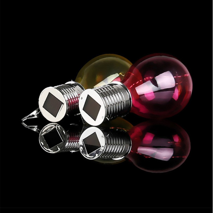 Lampa Solara LED Decorativa sub forma de Bulb, pentru exterior, suspendata, IP65, Ultron Rosu,  [3]