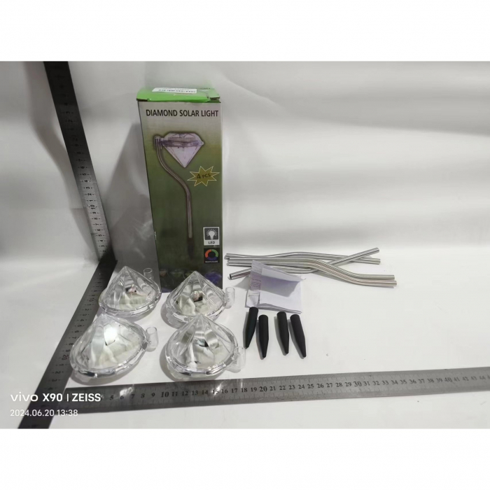 Lampa solara LED tip Diamant pentru gradina , inaltime 30 cm, 2V, ABS, 600mAh, alb rece [6]