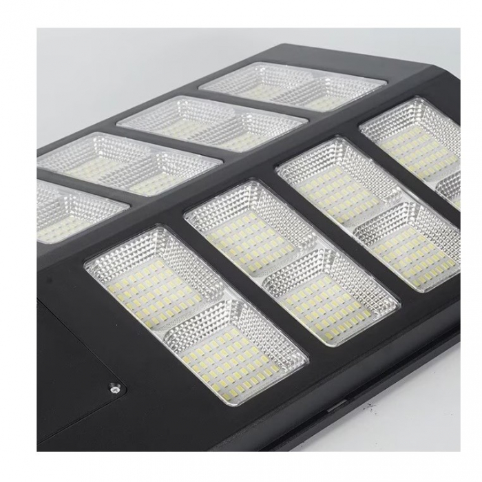 Lampa solara stradala , cu telecomanda, senzor de miscare si lumina, suport prindere, 640 LED-uri, IP65, ABS, 20AH, 400W, temperatura culoare 6500K, 59.7x34.8x7.2 cm, autonomie 10-12 ore, negru [3]