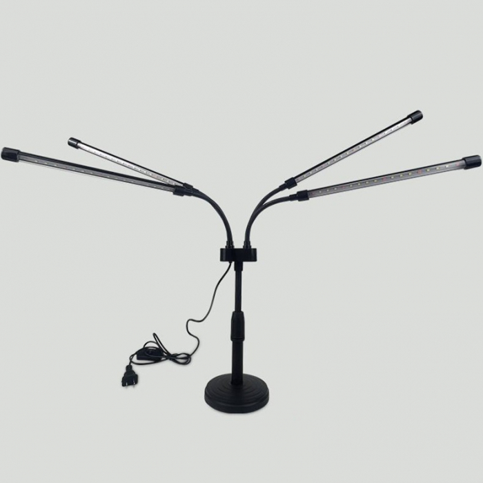 Lampa UV pentru cresterea plantelor, , conectare la retea, 20W, 4 capete, 72 LED-uri, ajustabila pana la 66.5 cm, Lumina Alb Mov  [2]