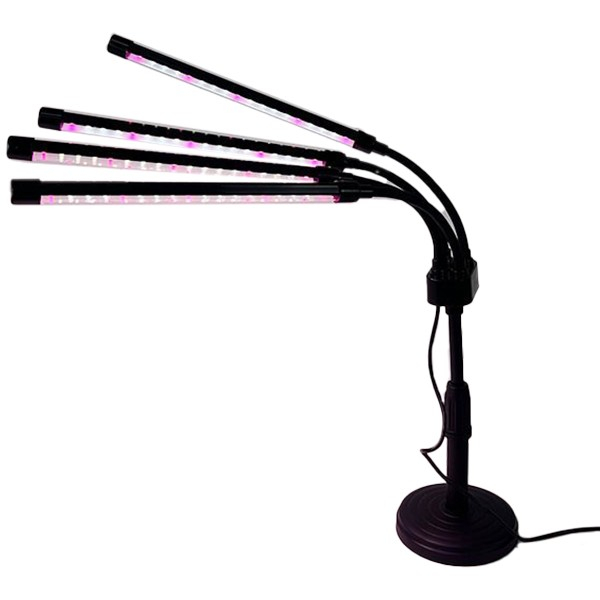 Lampa UV pentru cresterea plantelor, , conectare la retea, 20W, 4 capete, 72 LED-uri, ajustabila pana la 66.5 cm, Lumina Alb Mov  [1]