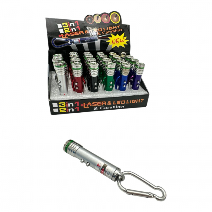 Lanterna breloc cu 2 LED-uri si laser pointer – gadget multifunctional compact si practic,  [6]
