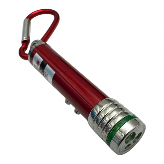 Lanterna breloc cu 2 LED-uri si laser pointer – gadget multifunctional compact si practic,  [3]