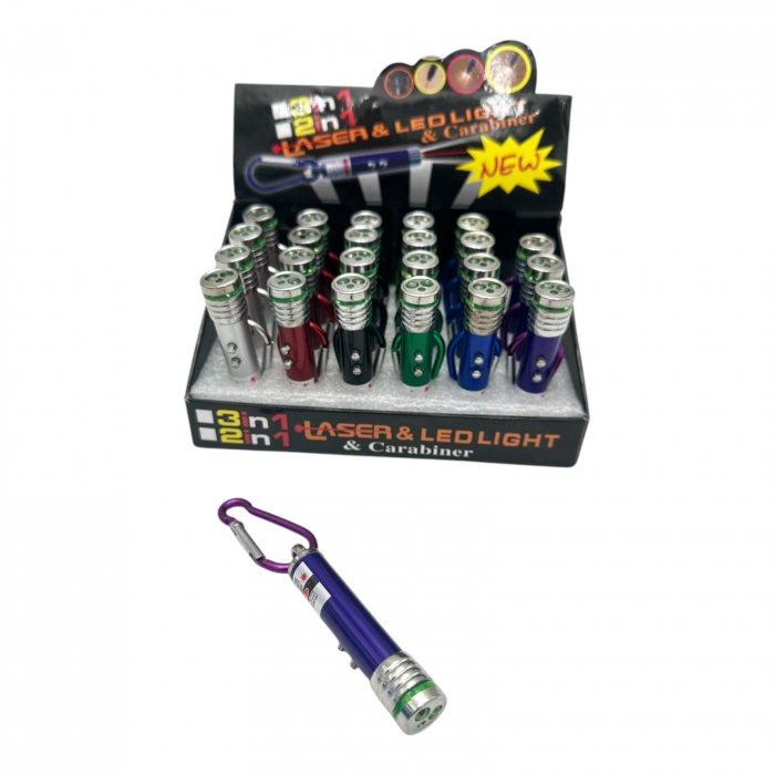 Lanterna breloc cu 2 LED-uri si laser pointer – gadget multifunctional compact si practic,  [7]