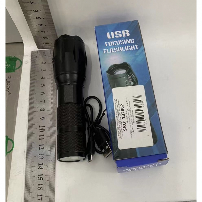 Lanterna Power Bank LED, , Incarcare USB, Raza 300m, 5W, Model T9 Telescopic 14.7 -15.7 cm, Functie Zoom si Incarcare Telefon, Negru [2]