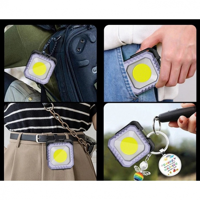 Lanterna Tip Breloc, , 5 Moduri de Luminat, Incarcare USB Tip C, 5W, Impermeabila IPX5, 500 lm, COB, Mov [3]