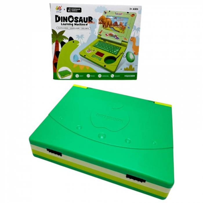 Laptop jucarie cu dinozauri, sunet si lumini, multicolor, 19x3.8x15.7 cm – ideal pentru copii,  [3]