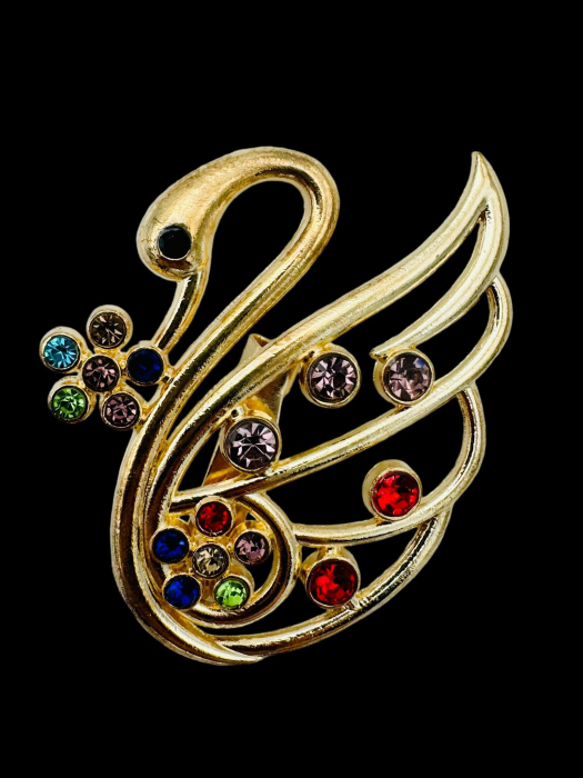 Lebada Stilizata cu si Strasuri multicolor, editie 2025, 6×5cm,   [3]