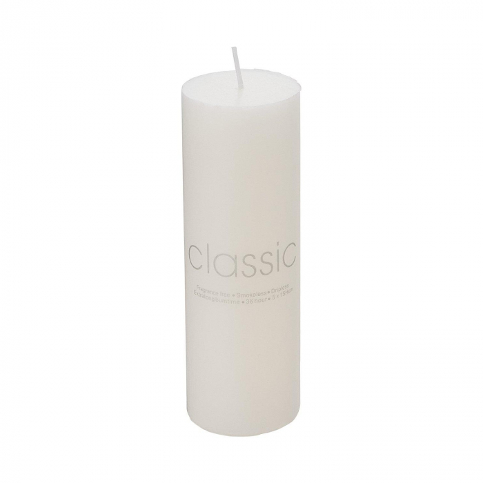 Lumanare Decorativa, , din Parafina, Cilindrica, Fara Fum si Fara Parfum, 5 x 15 cm, 260 g, Ardere 36h, Ivory Alb [1]