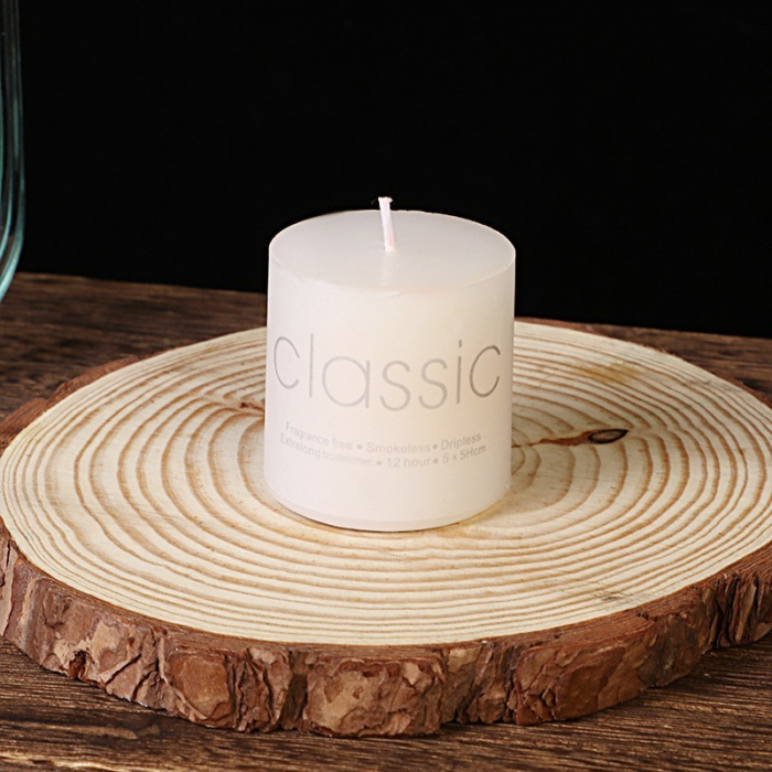 Lumanare Decorativa, , din Parafina, Cilindrica, Fara Fum si Fara Parfum, 5 x 5 cm, 90 g, Ardere 12h, Ivory Alb [4]