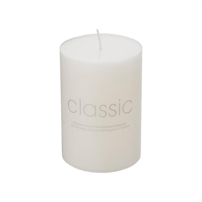 Lumanare Decorativa, , din Parafina, Cilindrica, Fara Fum si Fara Parfum, 7 x 10 cm, 300 g, Ardere 48h, Ivory Alb [1]