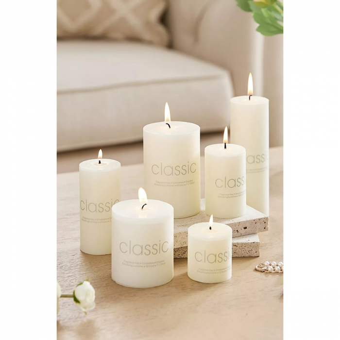 Lumanare Decorativa, , din Parafina, Cilindrica, Fara Fum si Fara Parfum, 7 x 15 cm, 500 g, Ardere 72h, Ivory Alb [3]