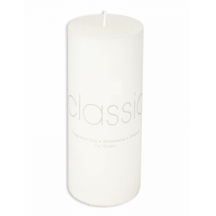 Lumanare Decorativa, , din Parafina, Cilindrica, Fara Fum si Fara Parfum, 7 x 15 cm, 500 g, Ardere 72h, Ivory Alb [1]