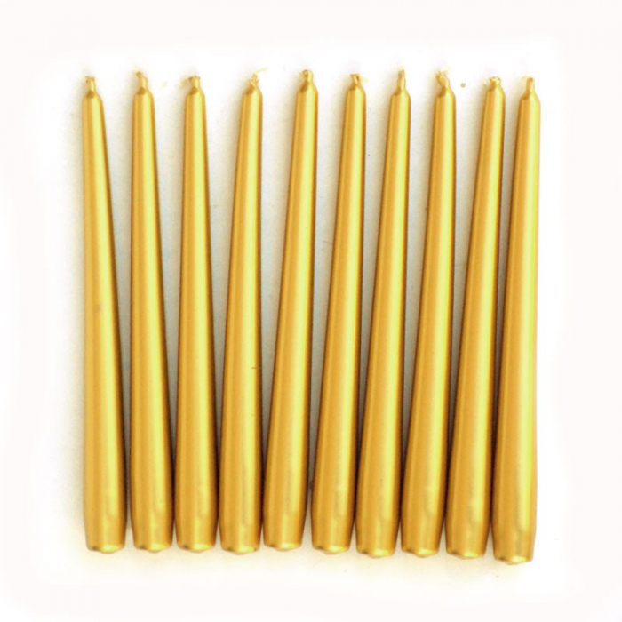 Lumanare Decorativa, , pentru Masa, 25 cm, din Parafina, fara Fum, Ardere 7.5h, Auriu [3]