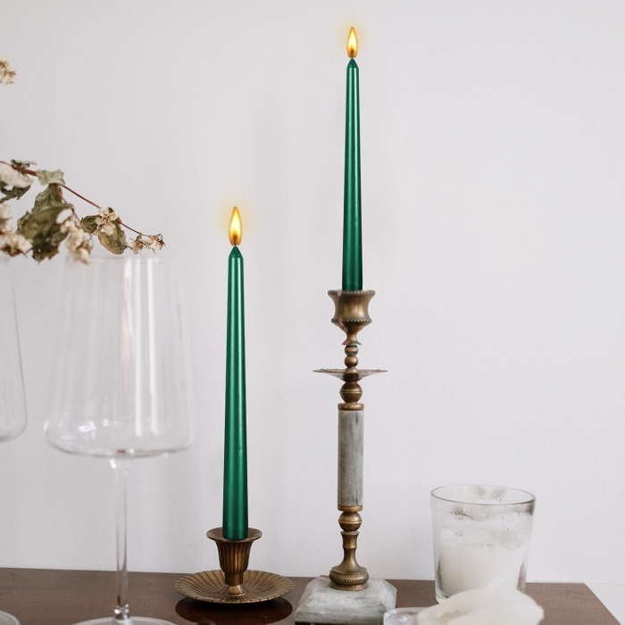 Lumanare Decorativa, , pentru Masa, 25 cm, din Parafina, fara Fum, Ardere 7.5h, Verde [2]