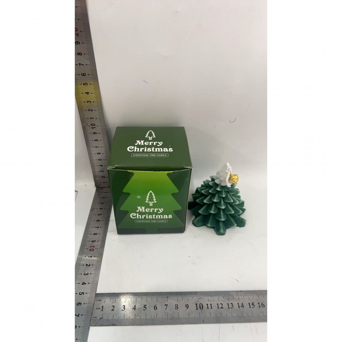 Lumanare Parfumata de Craciun, , Model Brad de Craciun, din Ceara de Soia, Cadou Creativ Handmade de Craciun, 8 x 7 x 7 cm, Verde [4]