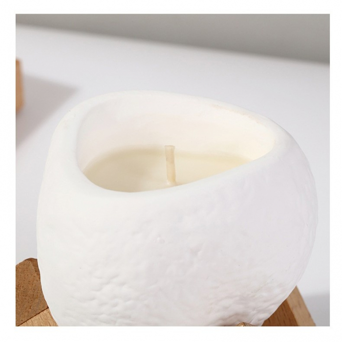 Lumanare Parfumata, , Model Abstract, Aromat Roua Padurii, din Ceara de Soia, 8 x 5.5 x 6 cm, Alb [4]