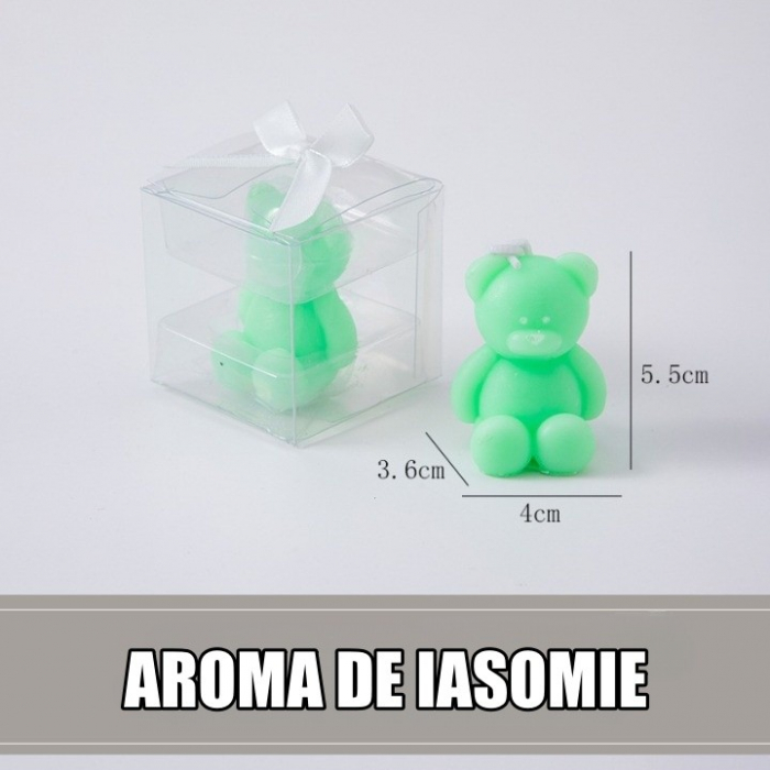 Lumanare Parfumata, , Model Ursulet, Verde, Aroma de Iasomie, 5.5x3.6x4 cm [2]