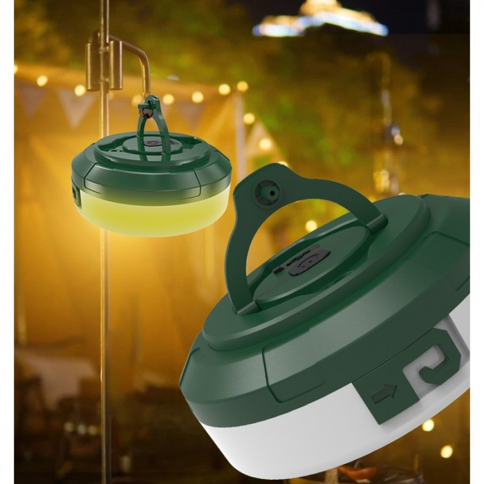 Lumină de camping LED încărcare USB, , șir colorat, pentru aer liber, cort, Distanta 10 metri, 1800mAH, 10.5x4.3 cm, Alb Verde [12]