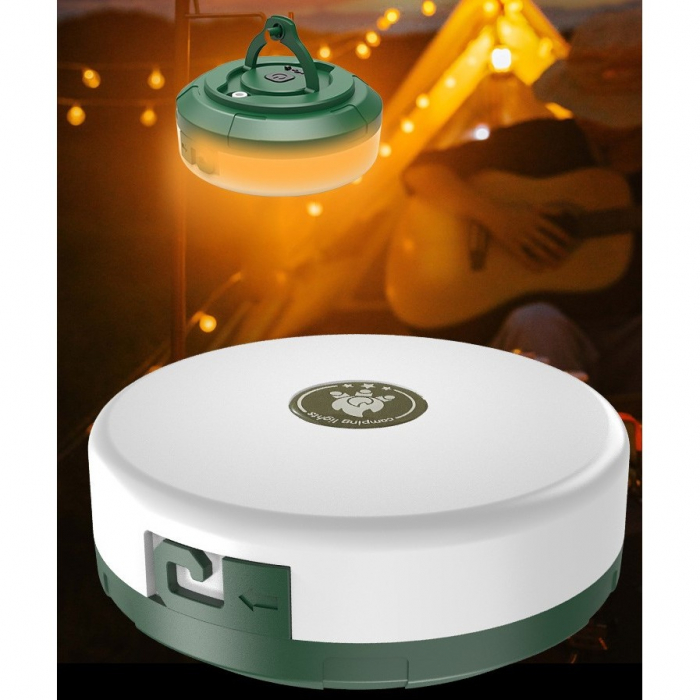 Lumină de camping LED încărcare USB, , șir colorat, pentru aer liber, cort, Distanta 10 metri, 1800mAH, 10.5x4.3 cm, Alb Verde [6]