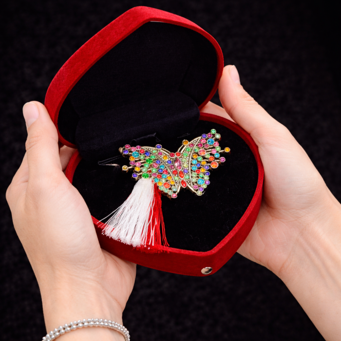 Brosa Martisor Fluture in Cutie Inima Rosie [3]