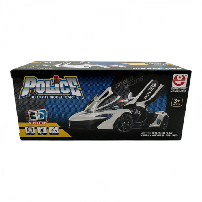 Masina de politie din metal – jucarie rezistenta pentru copii, design realist, Calitate Superioara,  [3]