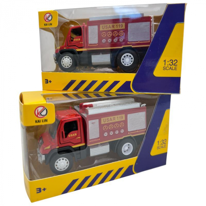 Masina de pompieri de jucarie, modele combinate, dimensiuni 13x6 cm – vehicul de interventie pentru copii, design realist,  [2]