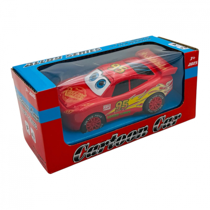 Masinuta Cartoon Car din Metal - 12 cm, Design Atractiv, Model Rosu  [3]