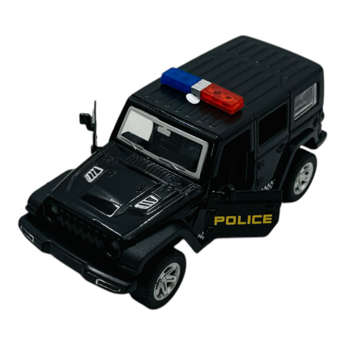 Mașinuță Metalică de Poliție 4×4 cu Uși Deschise, 15×7.5×6.5 cm – Design Robust și Realist  [4]