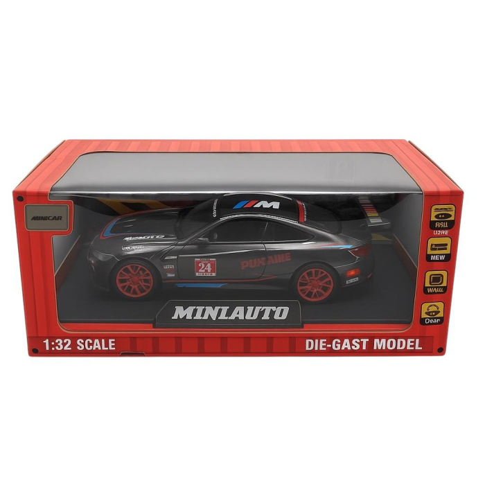 Masinuta Metalica Model M8 GTE Racing Neagra – Scara 1:32 Pull Back Lumini Sunete Copii 3+ [2]