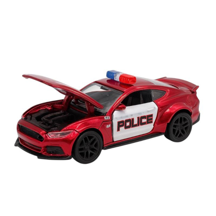 Masinuta Metalica SuperSport Police Rosie – Scara 1:36 Pull Back Kapota Activa Lumini Sunete Copii 3+ [1]