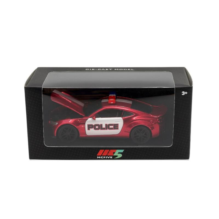 Masinuta Metalica SuperSport Police Rosie – Scara 1:36 Pull Back Kapota Activa Lumini Sunete Copii 3+ [2]