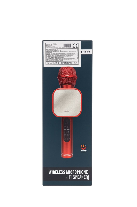 Microfon Fara Fir Q009 Rosu Karaoke HIFI Speaker Bluetooth – Functii Inregistrare SD USB [4]