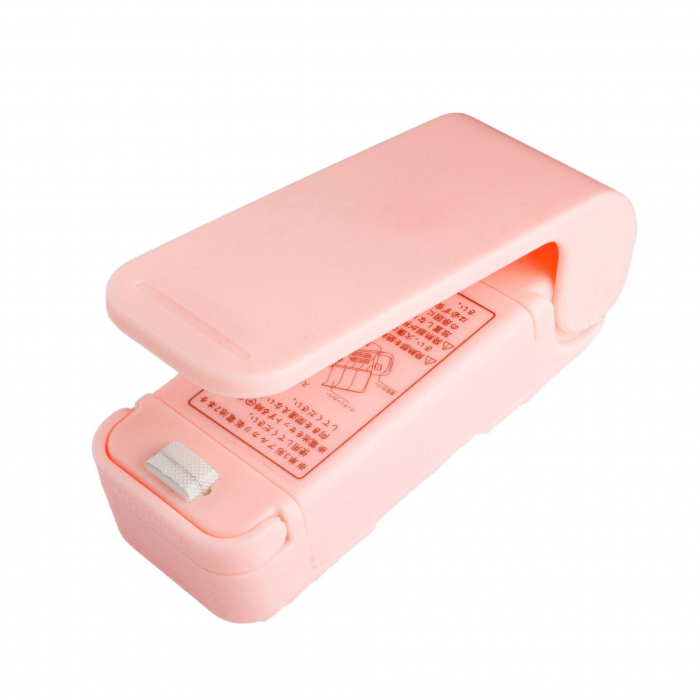 Mini Aparat de Sigilat Pungi cu Baterii, , Etansare prin Caldura, Spate Magnetic, Portabil, 9.7x3 cm, Roz [1]