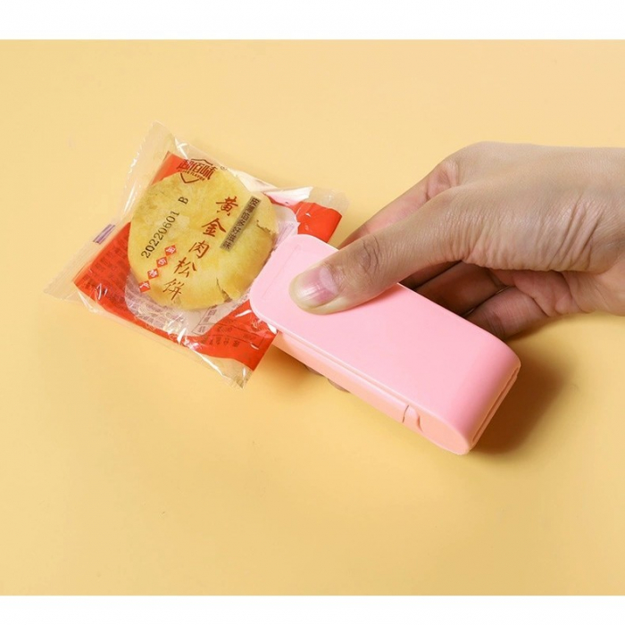 Mini Aparat de Sigilat Pungi cu Baterii, , Etansare prin Caldura, Spate Magnetic, Portabil, 9.7x3 cm, Roz [4]