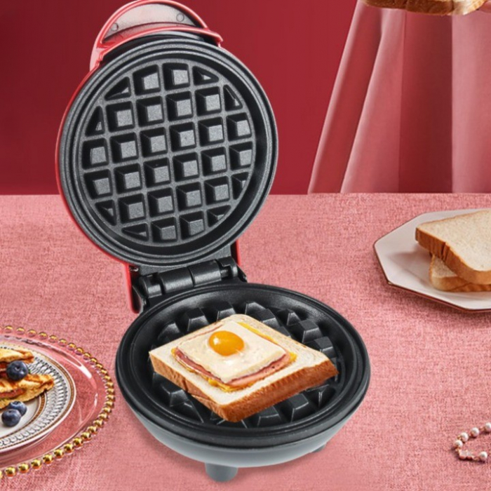 Mini Aparat de Vafe, , Multifunctional, Pentru Casa si Calatorii, Compact, Usor de Transportat si Depozitat, 18x14.5x9.3 cm, Rosu [2]