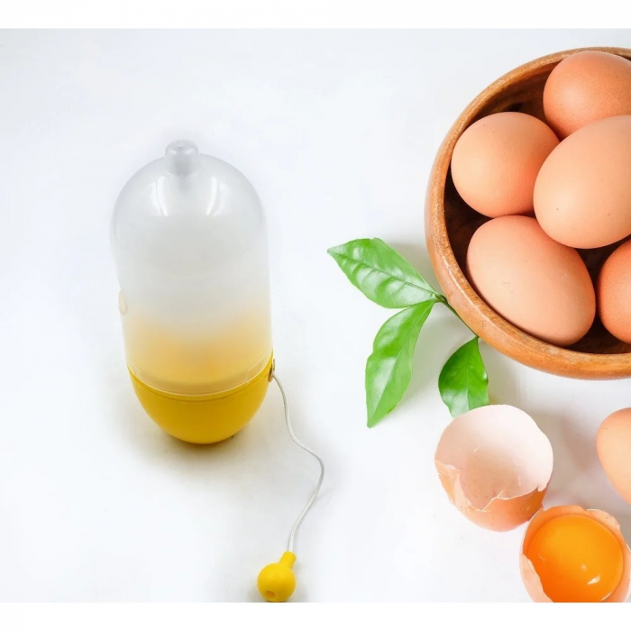 Mini Shaker Manual pentru Oua, , pentru Galbenusuri si Albusuri, Mixer Amestecare, 15x6 cm, Galben [5]