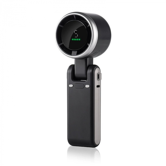 Mini Ventilator Portabil, , 5 Trepte de Viteza, Afisaj Digital, Incarcare USB, 5V, 2A, 5.95 x 5.2 x 17.2 cm, Negru [1]