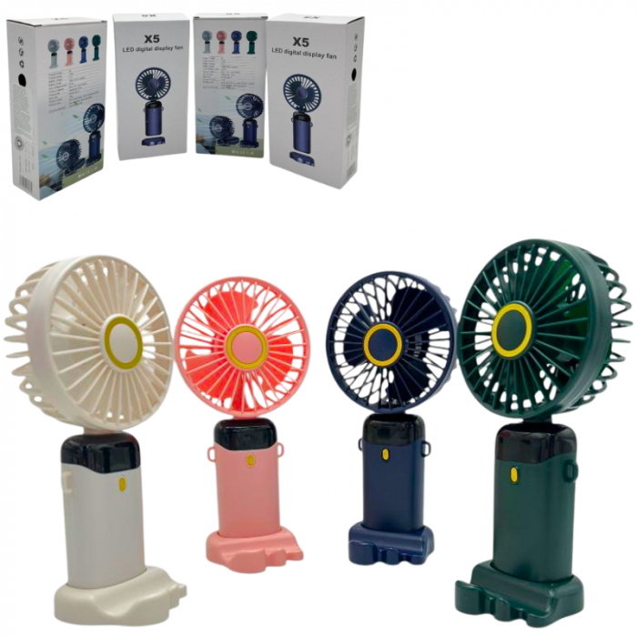 Miniventilator X5 portabil 2.5W cu afisaj LED, alimentare 5V/2A, carcasa ABS/PC, usor si compact,  [2]
