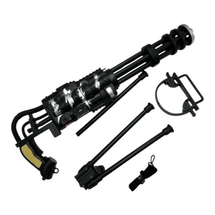 Mitraliera de jucarie cu trepied, lumini si sunete – din plastic, culoare neagra, 54x18 cm, Calitate Superioara,  [2]