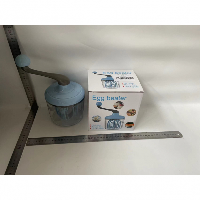 Mixer Manual, , pentru Oua Smantana Frisca Aluat, Maner Plastic, Usor de Utilizat si Depozitat, Bol Transparent, 24.5 x 11.5 cm Albastru [2]