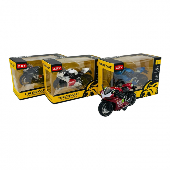 Motocicletă Metalică 1:14 – Model Realist, Design Sportiv, 14.5×10.5×7.5cm  [3]